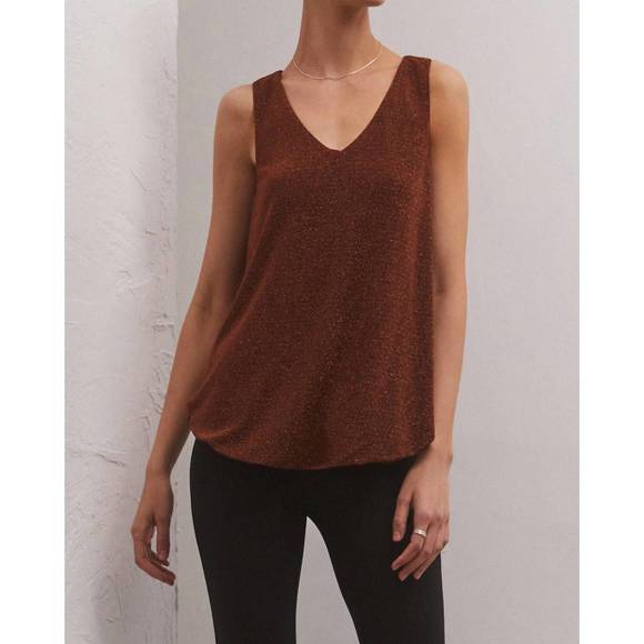 NEW Z SUPPLY vagabond sparkle tank in chocolate - Picture 1 of 2